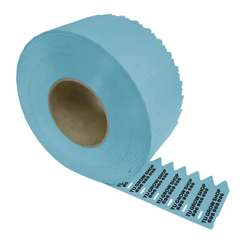 Etiqueta Pincho 17 x 80 mm. Personalizada Azul 3.000 u